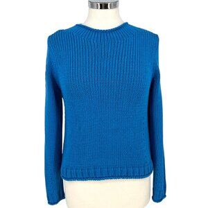 Poetry Cotton Tape High-Neck Sweater Soft Peacock Blue Size 6